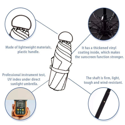 Portable Mini Umbrella 6 Ribs Anti-UV Coating Sun Rain Protection