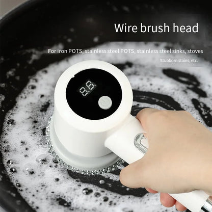 USB Rechargeable Electric Spin Scrubber - 5 Brush Heads Cleaning Kit
