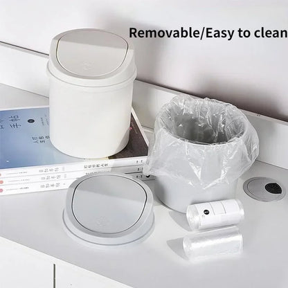 Mini Desktop Trash Can with Lid - Small Office Desk Waste Bin