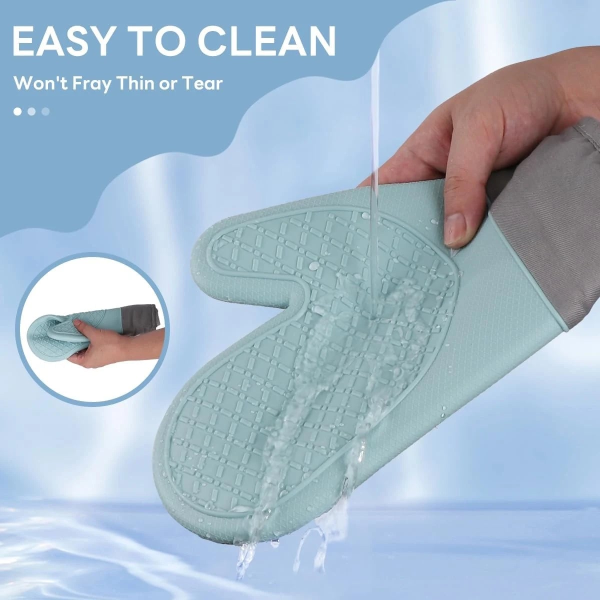 Heat Resistant Silicone Oven Gloves 600°F - 2 Piece Non-Slip Set