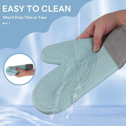 Heat Resistant Silicone Oven Gloves 600°F - 2 Piece Non-Slip Set