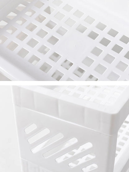 White Double Layer Desk Storage Rack - Office Cosmetics Organizer