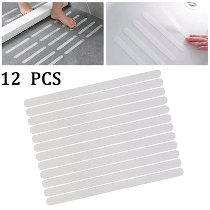 12PC PEVA Anti-Slip Bath Strips - White Safety Tape for Bathtub