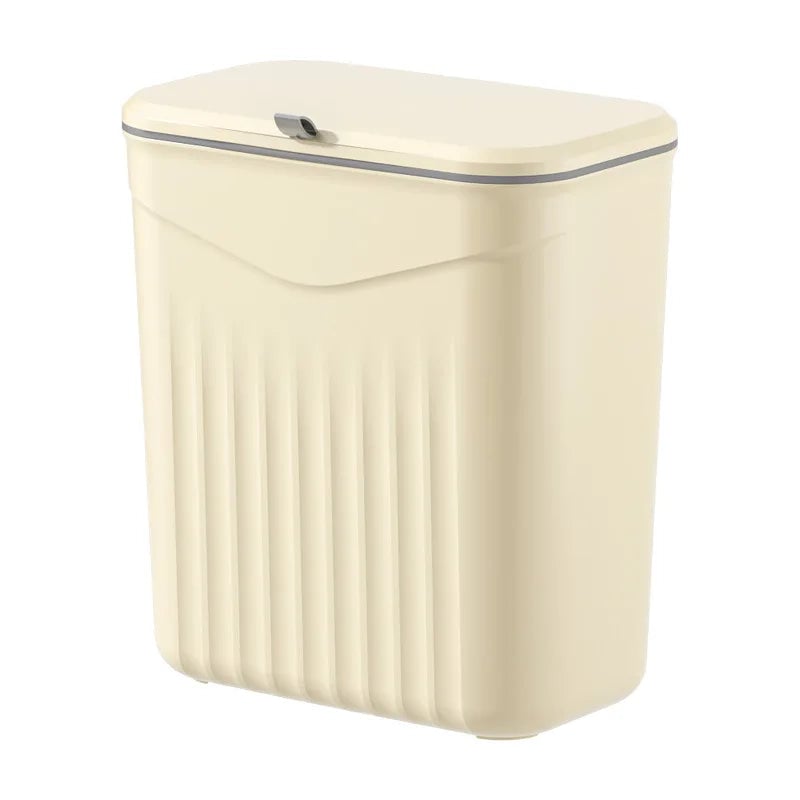 White Wall Mounted Kitchen Trash Bin - Plastic Garbage Storage
