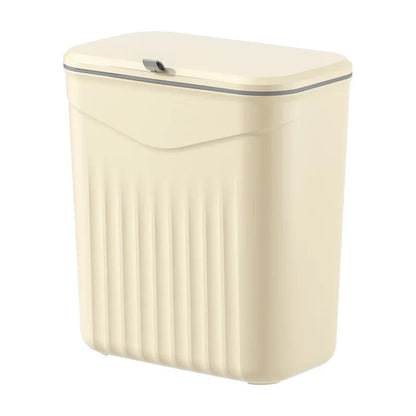 White Wall Mounted Kitchen Trash Bin - Plastic Garbage Storage