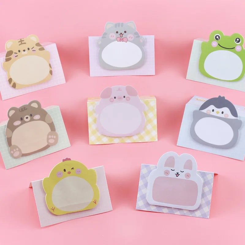 8-Pack Cartoon Animal Shaped Sticky Notes Colorful Creative Office