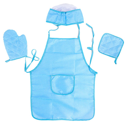 Kids Chef Role Play Set Plaid Apron Cooking Tools Dress Up Kitchen