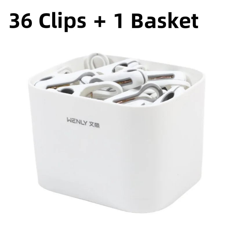 24/36-Piece Plastic Clothes Pins with Storage Basket - Laundry Pegs
