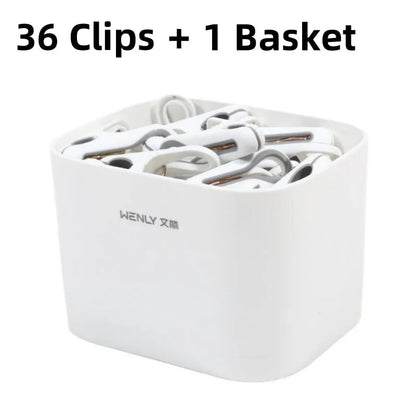 24/36-Piece Plastic Clothes Pins with Storage Basket - Laundry Pegs