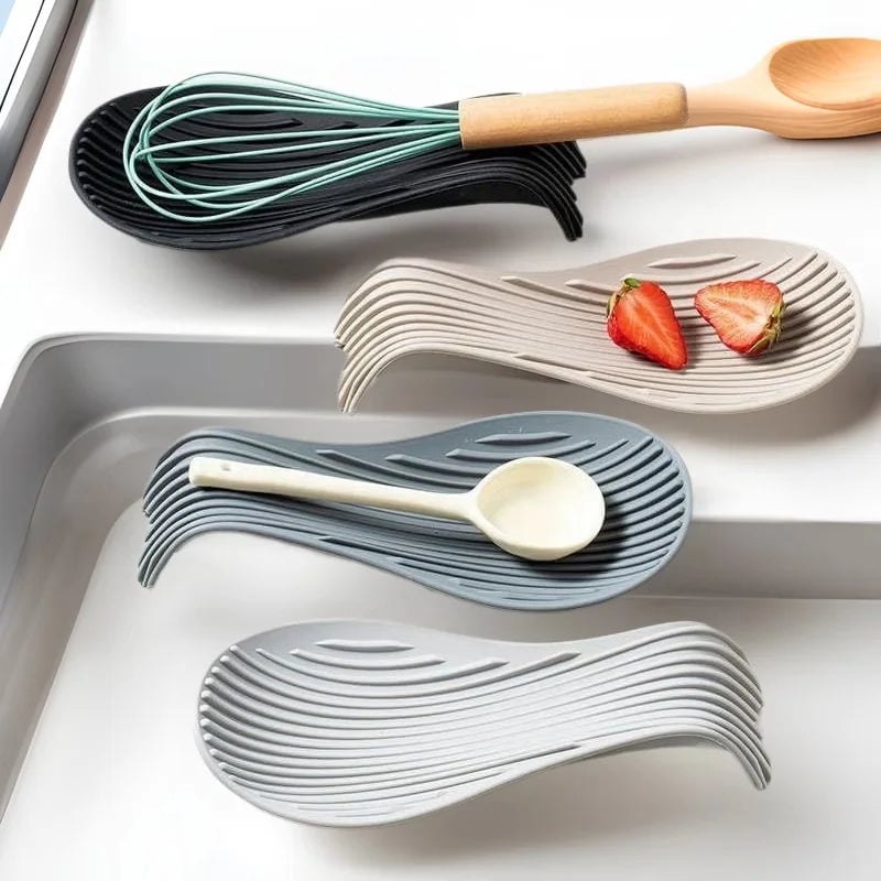 Heat-Resistant Silicone Kitchen Tray with Spatula & Spoon Set