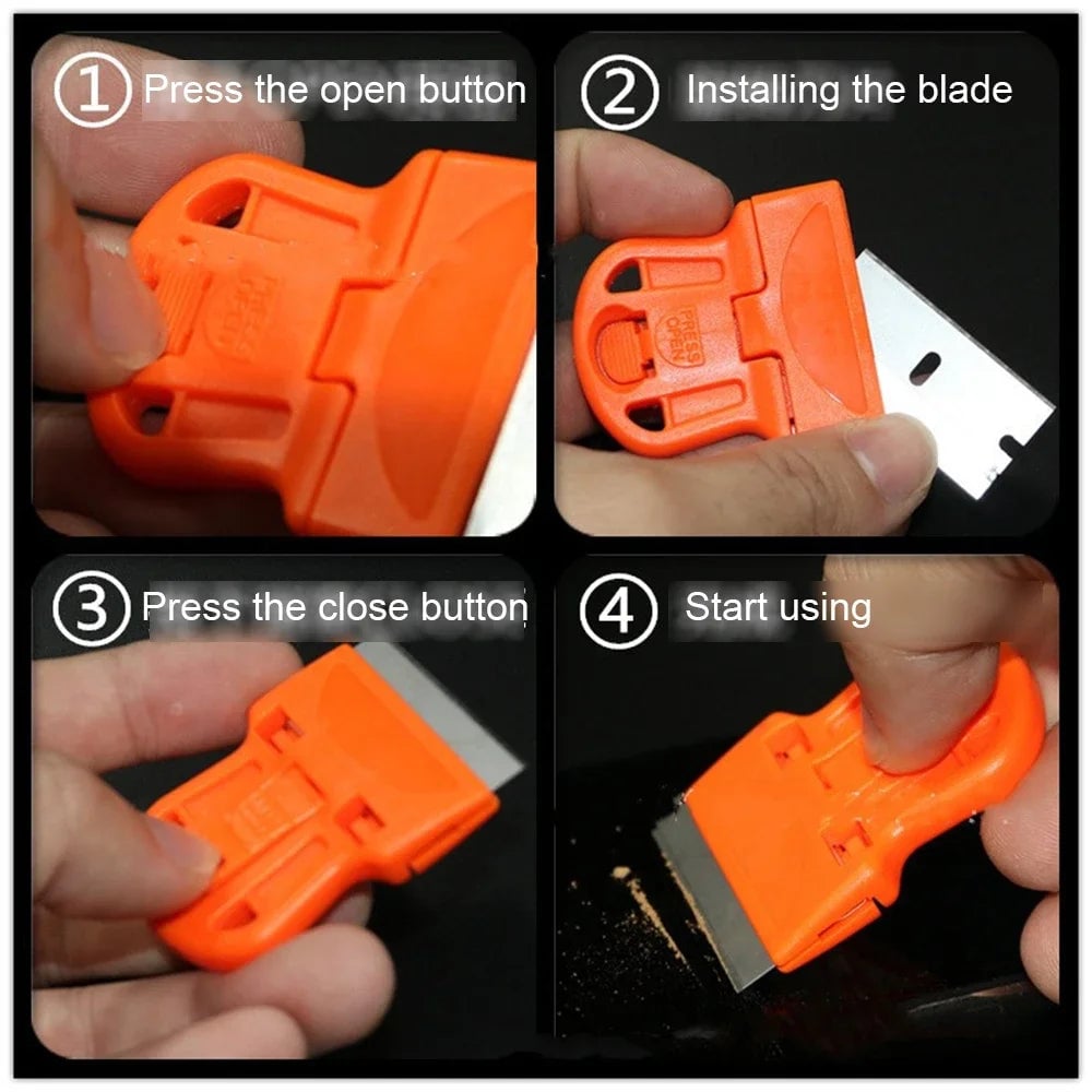 Car Glass Scraper with Razor Blades - Sticker Glue Remover Tool