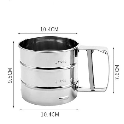 Stainless Steel Hand Held Flour Sieve - Fine Mesh Baking Sifter