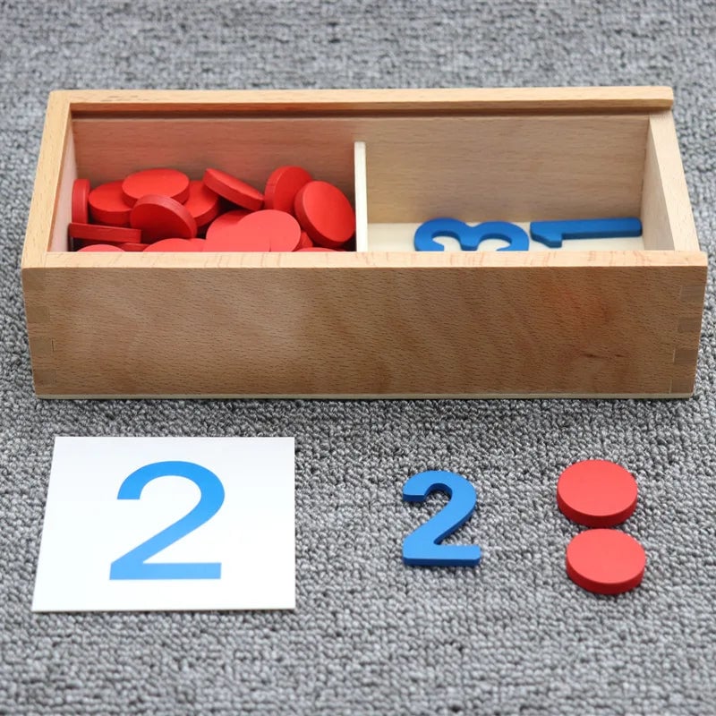 Wooden Montessori Number Cards Math Counting Game Educational Toy