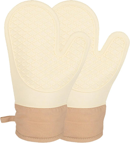 Heat Resistant Silicone Oven Gloves 600°F - 2 Piece Non-Slip Set