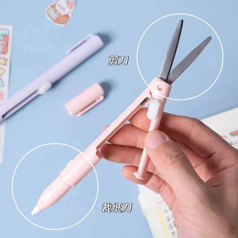 Multi-Function Folding Scissors Mini Engraving Knife Paper Trimmer