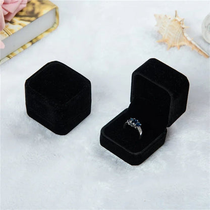 Rounded Flannelette Ring Box - Flocked Jewelry Storage Organizer