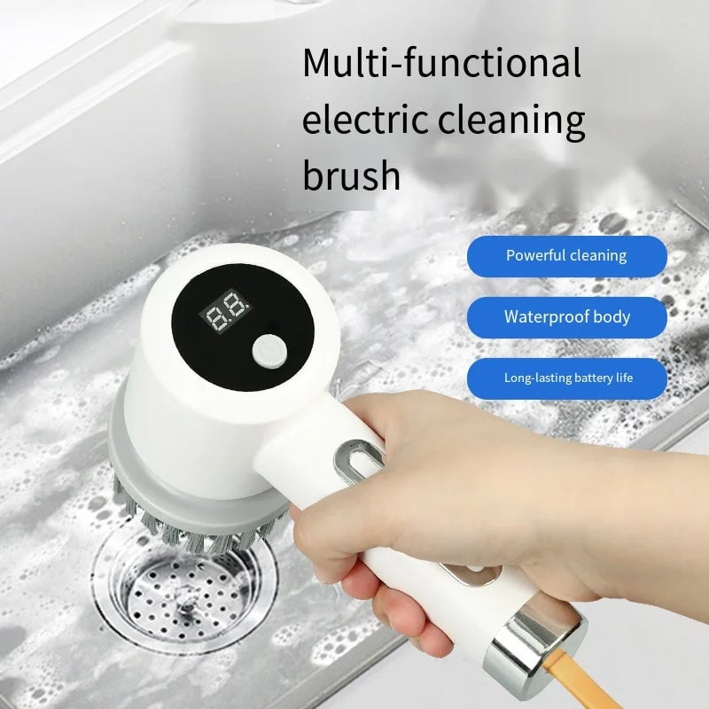USB Rechargeable Electric Spin Scrubber - 5 Brush Heads Cleaning Kit