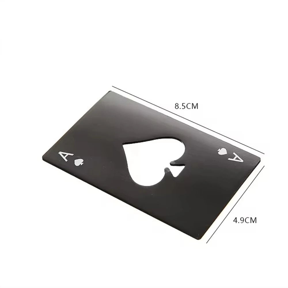 Stainless Steel Credit Card Bottle Opener - Spades Design