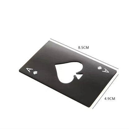 Stainless Steel Credit Card Bottle Opener - Spades Design
