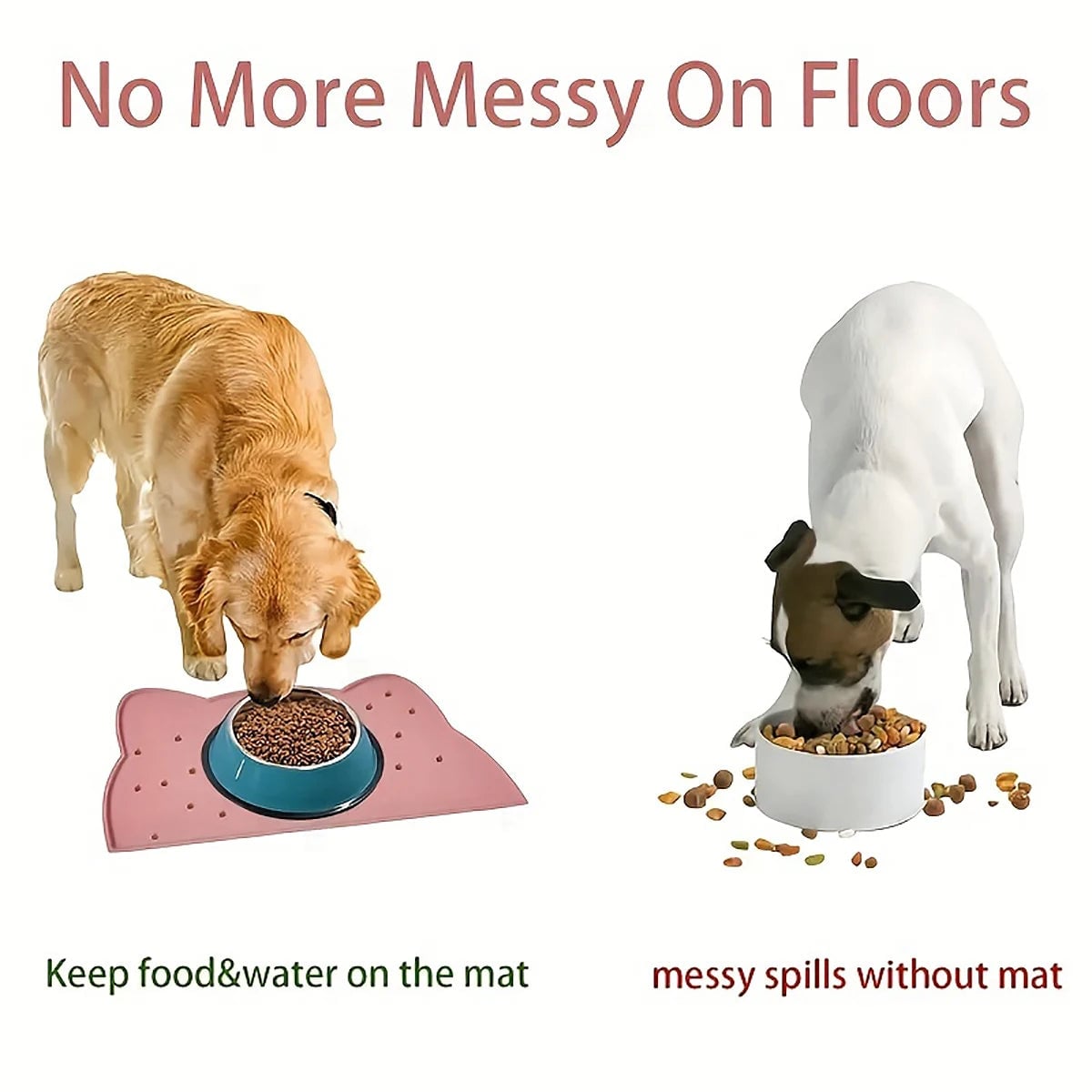 Silicone Non-Slip Pet Feeding Mat - Dog Cat Food Water Bowl Placemat