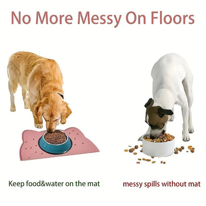 Silicone Non-Slip Pet Feeding Mat - Dog Cat Food Water Bowl Placemat