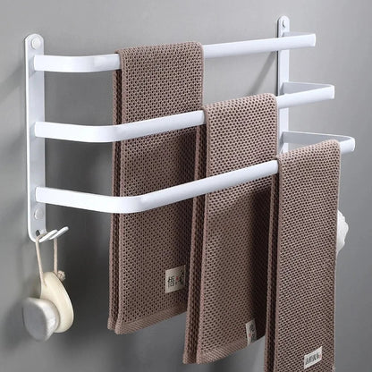 White Aluminum Wall Mount Bathroom Towel Rack Bar with Shelf Hook