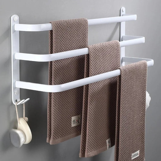 White Aluminum Wall Mount Bathroom Towel Rack Bar with Shelf Hook