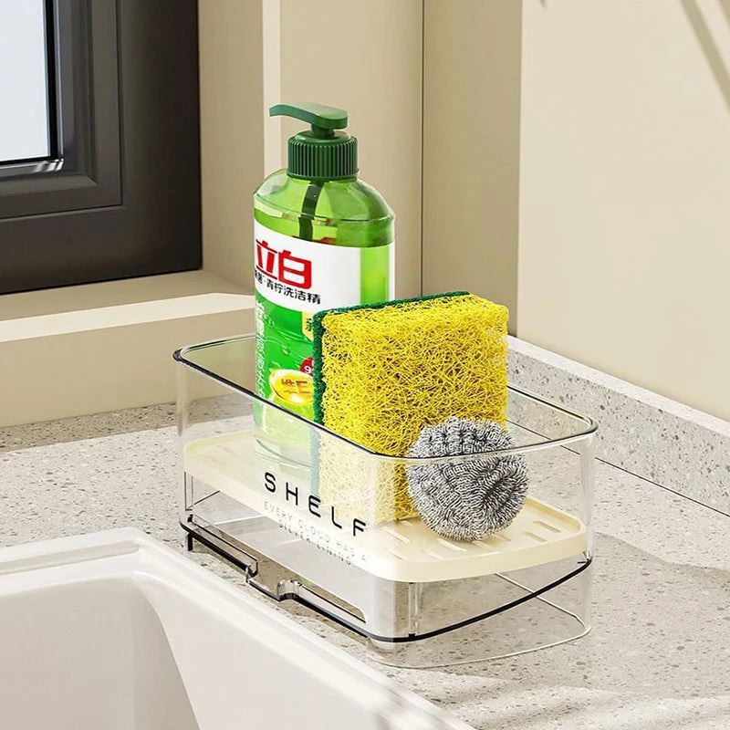 Self-Draining Kitchen Sink Organizer Rack - Sponge Soap Holder