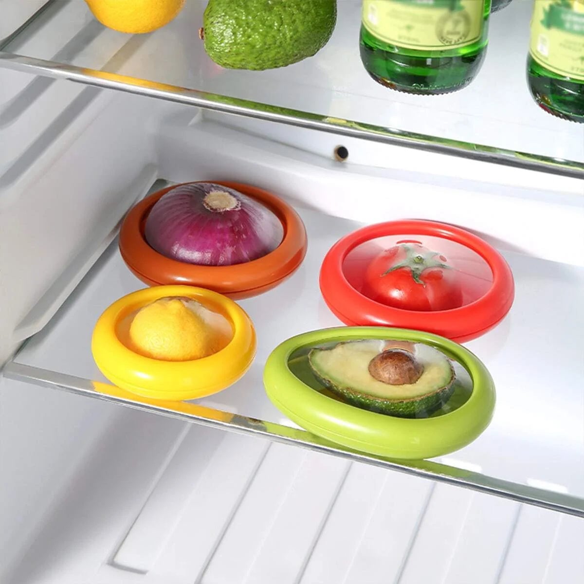 4pc Airtight Kitchen Storage Containers Fresh Produce Crisper Set