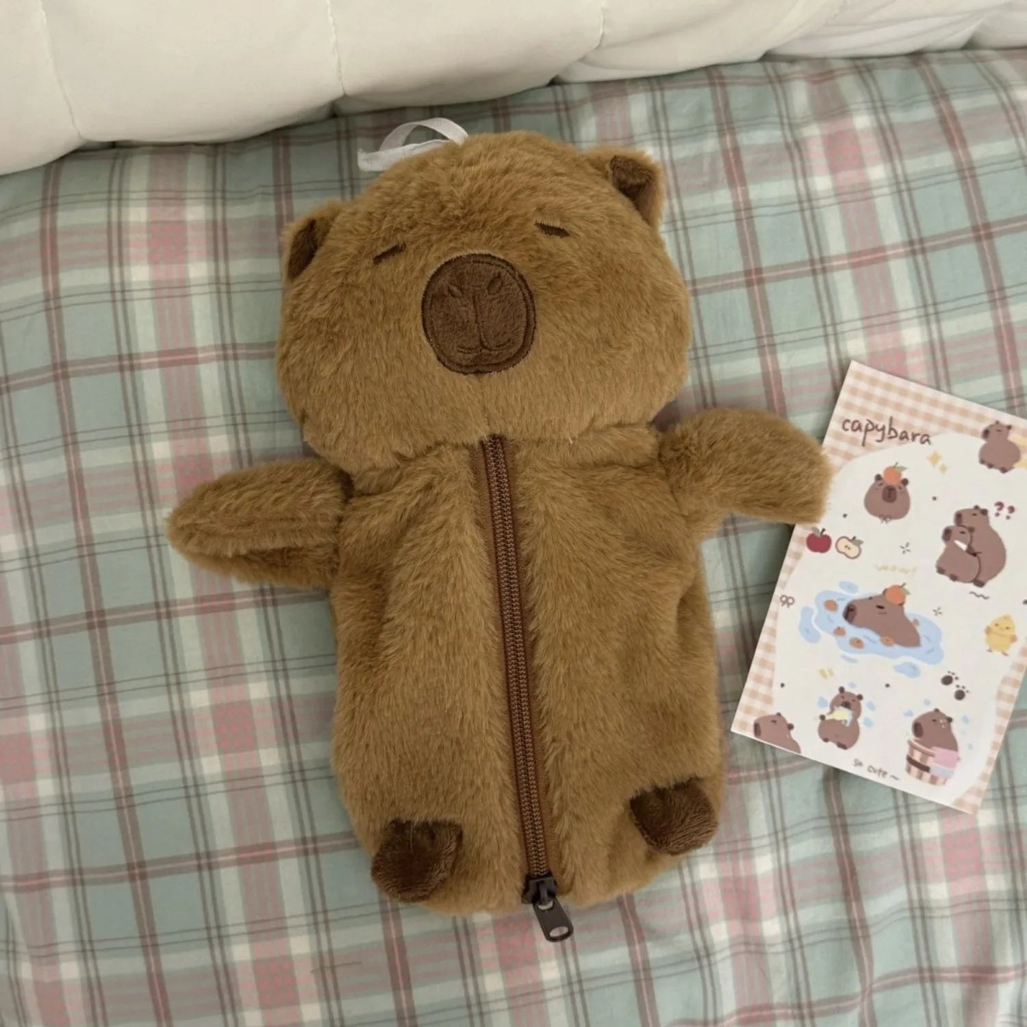 Large Capacity Plush Capybara Pencil Case Multifunctional Storage