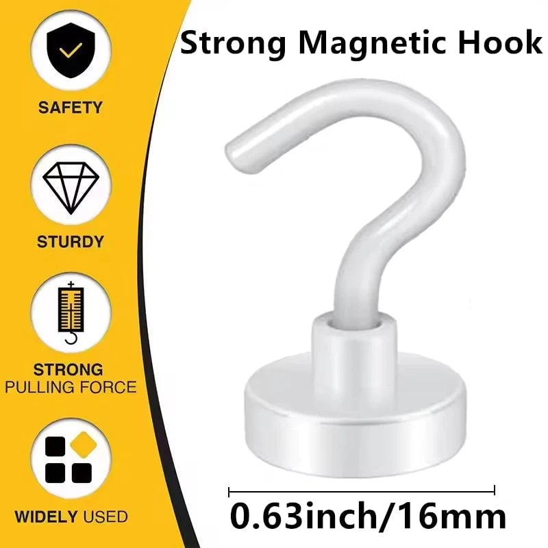 16mm Heavy Duty Magnetic Hooks - Strong Multi-Purpose Storage
