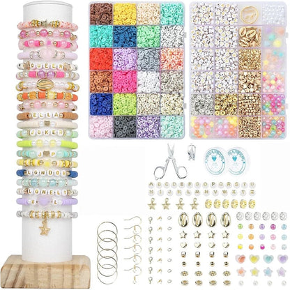 24 Rainbow Color Clay Beads Bracelet Making Kit Letter Beads DIY
