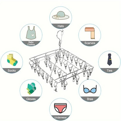 Stainless Steel Windproof Clothespin Hanger for Bra Sock Towel
