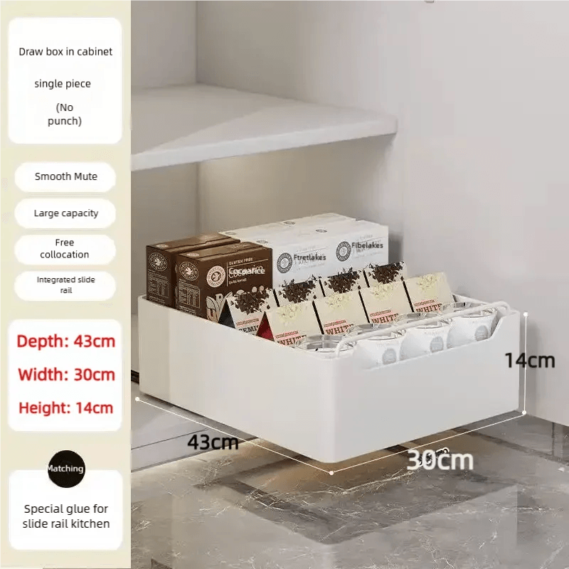 Pull Out Kitchen Storage Drawer with Slide Rails - Spice Organizer