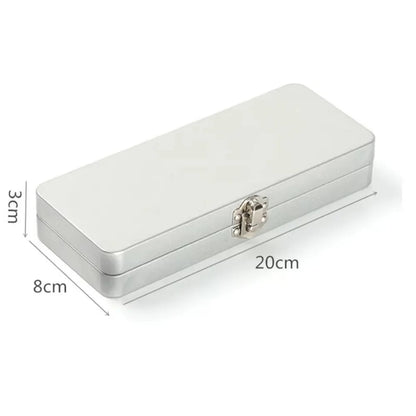 Rectangle Metal Storage Box Iron Flip Cover Lock Silver Hinged