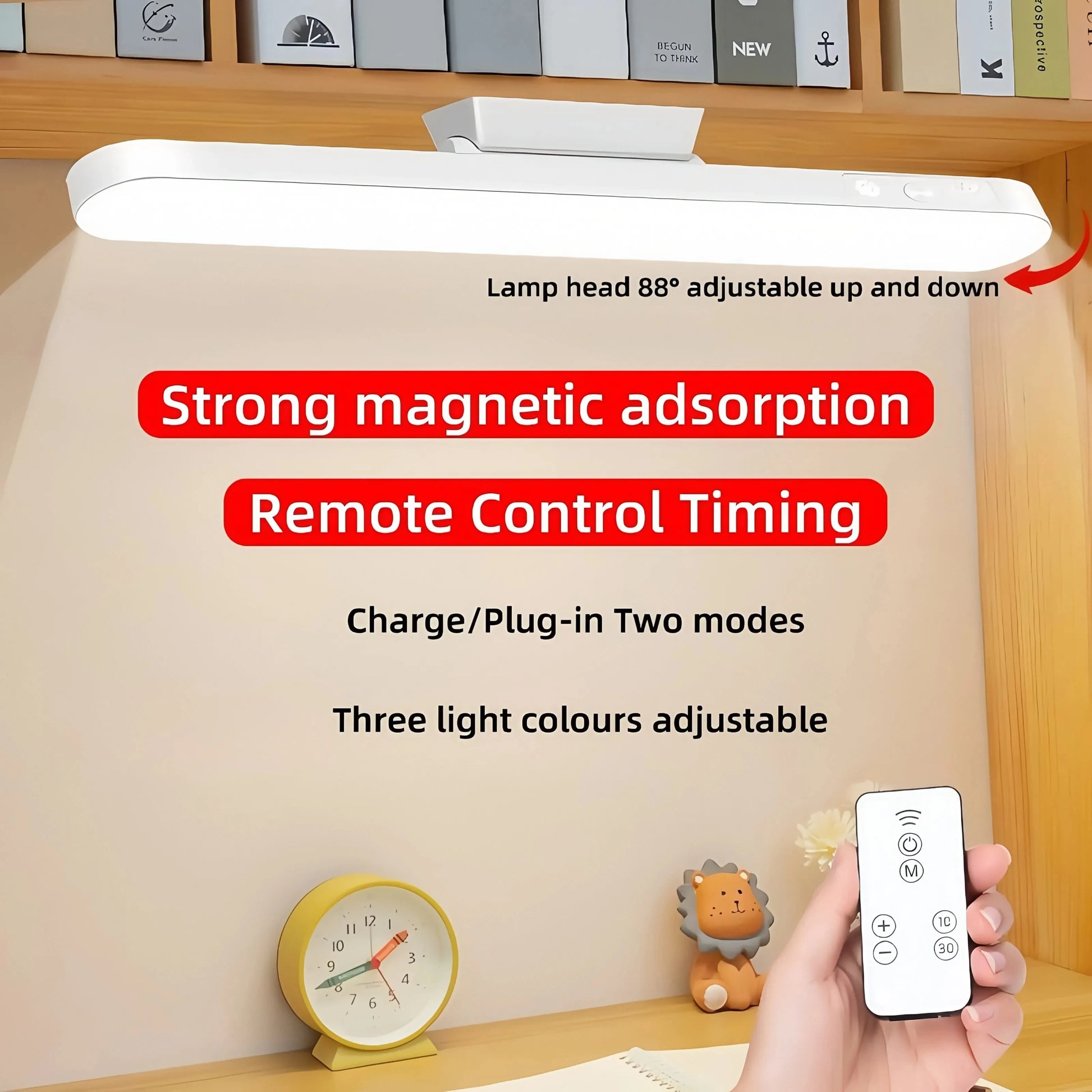 USB Rechargeable LED Desk Lamp - Magnetic Hanging 3-Color Dimmable