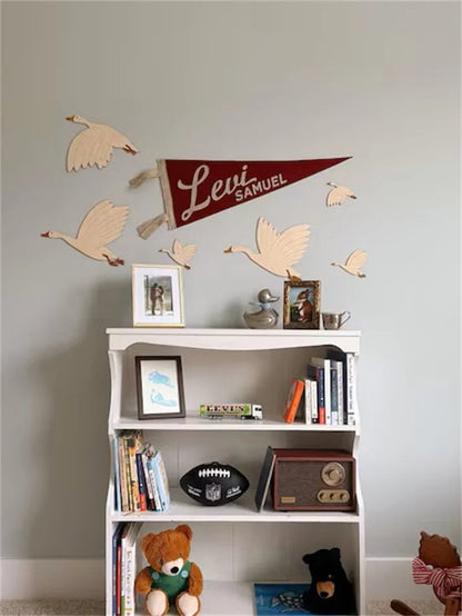 6pcs Scandinavian Wooden Flying Goose Wall Decor Stickers Nursery