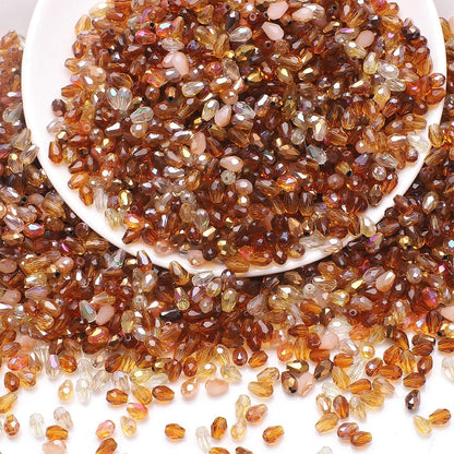 Faceted Glass Teardrop Beads 50-100Pcs Mixed Colors 3x5-6x8mm