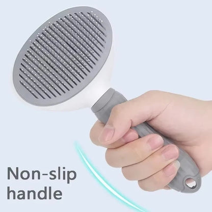 Self-Cleaning Dog Grooming Brush with Massage & Detangling Comb