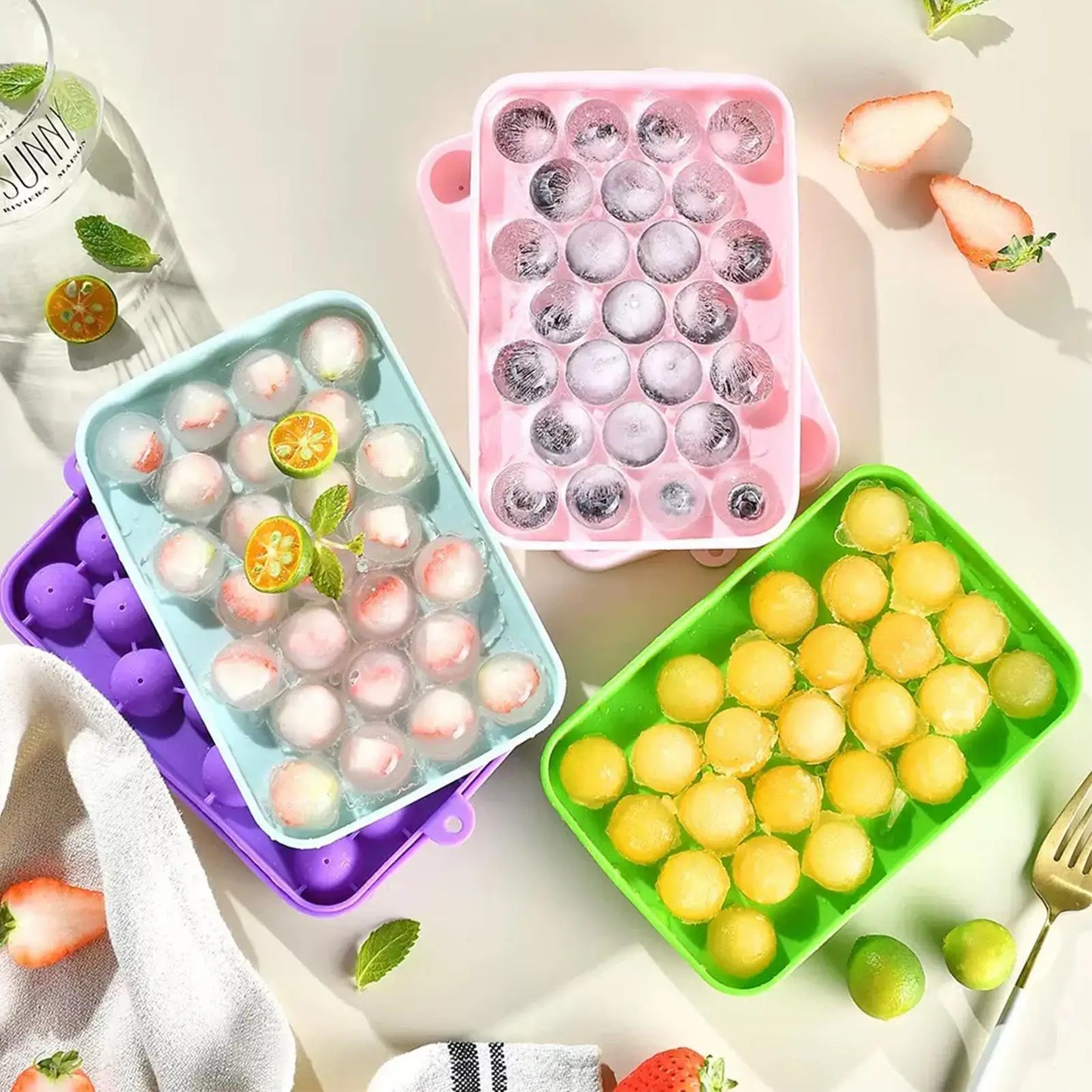 Silicone 3D Round Ball Ice Mold Tray for Whisky & Cocktails