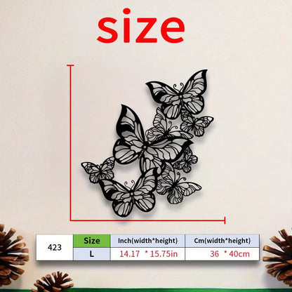Black White Butterfly Flower Metal Wall Art Iron Sculpture Decor