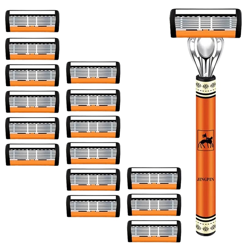 6-Layer Stainless Steel Safety Razor Set - Sharp Changeable Blade