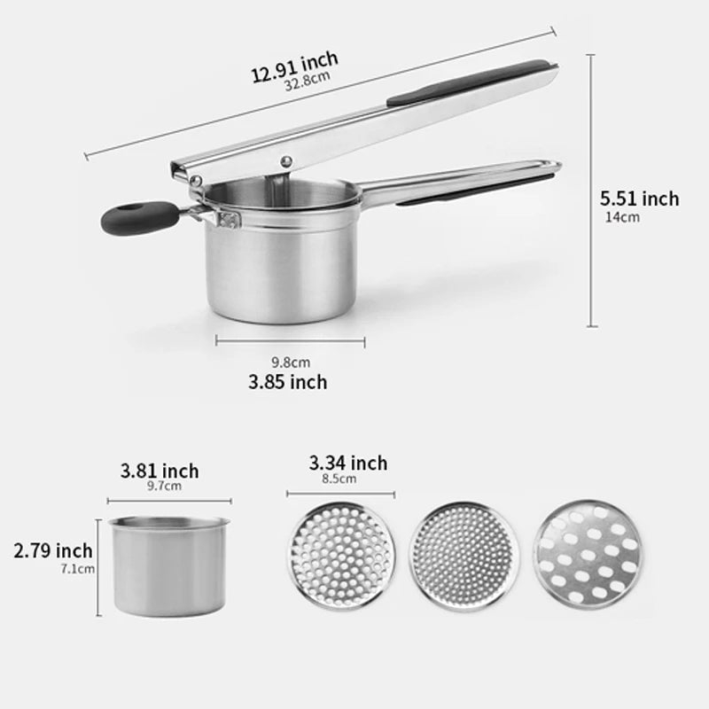 Stainless Steel Potato Ricer with Replaceable Silicone Handle