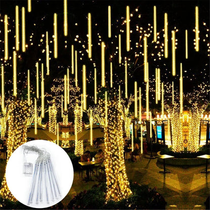 Battery Powered Meteor Shower Christmas Lights - 8 Tubes 192 LED