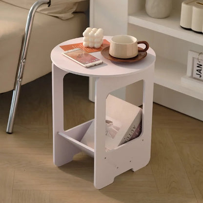 Round Coffee Table - Compact Bedside & Sofa Side Table 14 Inch