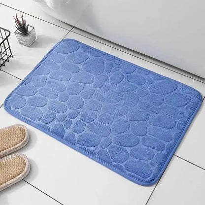 Embossed Fiber Anti-Slip Pebble Bath Mat - Non-Skid Bathroom Rug