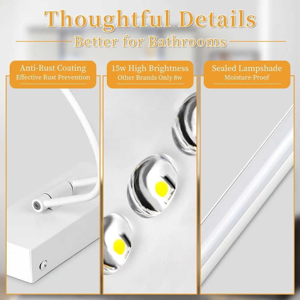LED Waterproof Bathroom Mirror Light - Modern Vanity Wall Lamp