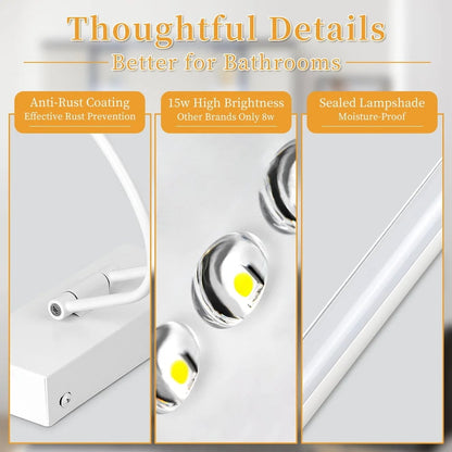 LED Waterproof Bathroom Mirror Light - Modern Vanity Wall Lamp