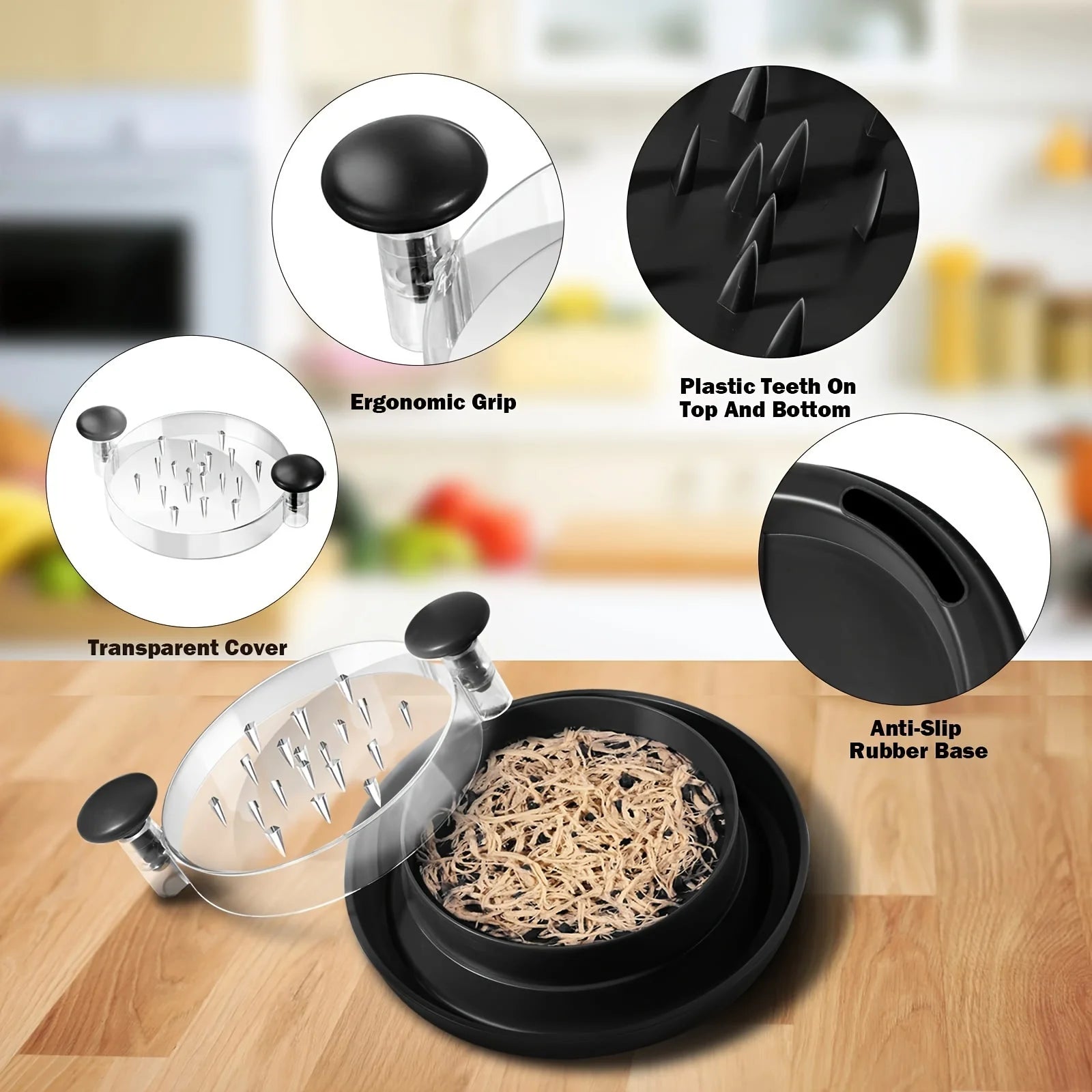 Large Chicken Shredder Transparent Cover Anti-Slip Rotating Meat