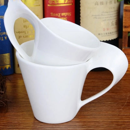 European Ceramic Espresso Cup Set with Spoon & Holder - 3-Piece